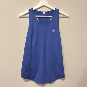Fila Tank Top Blue Activewear Women's Small Logo Racerback V-Neck Sporty Workout